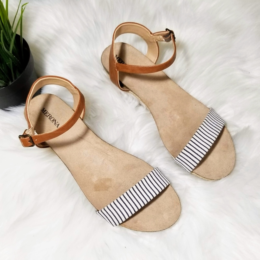 Merona wedge Heel Sandals Strappy Stripes